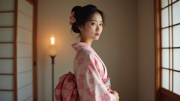 Grue, vague, sakura : lire les motifs d'un kimono japonais femme