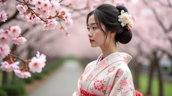 Grue, vague, sakura : lire les motifs d'un kimono japonais femme